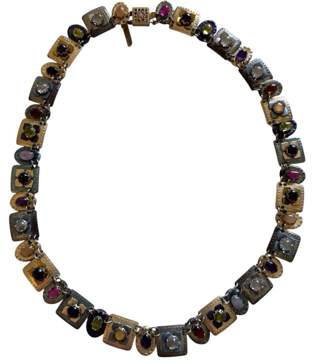 Holly Yashi The Romance Metal Niobium Gemstone Cabochons GF Clasp Necklace 16